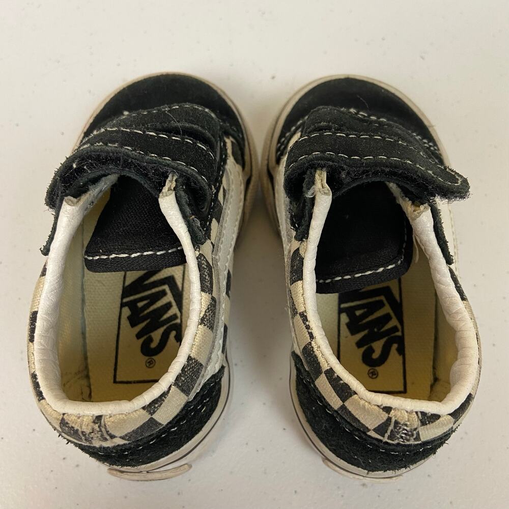 Vans Toddler Old Skool V Checkerboard Black White Sneakers Shoe Size 4 - Picture 5 of 9
